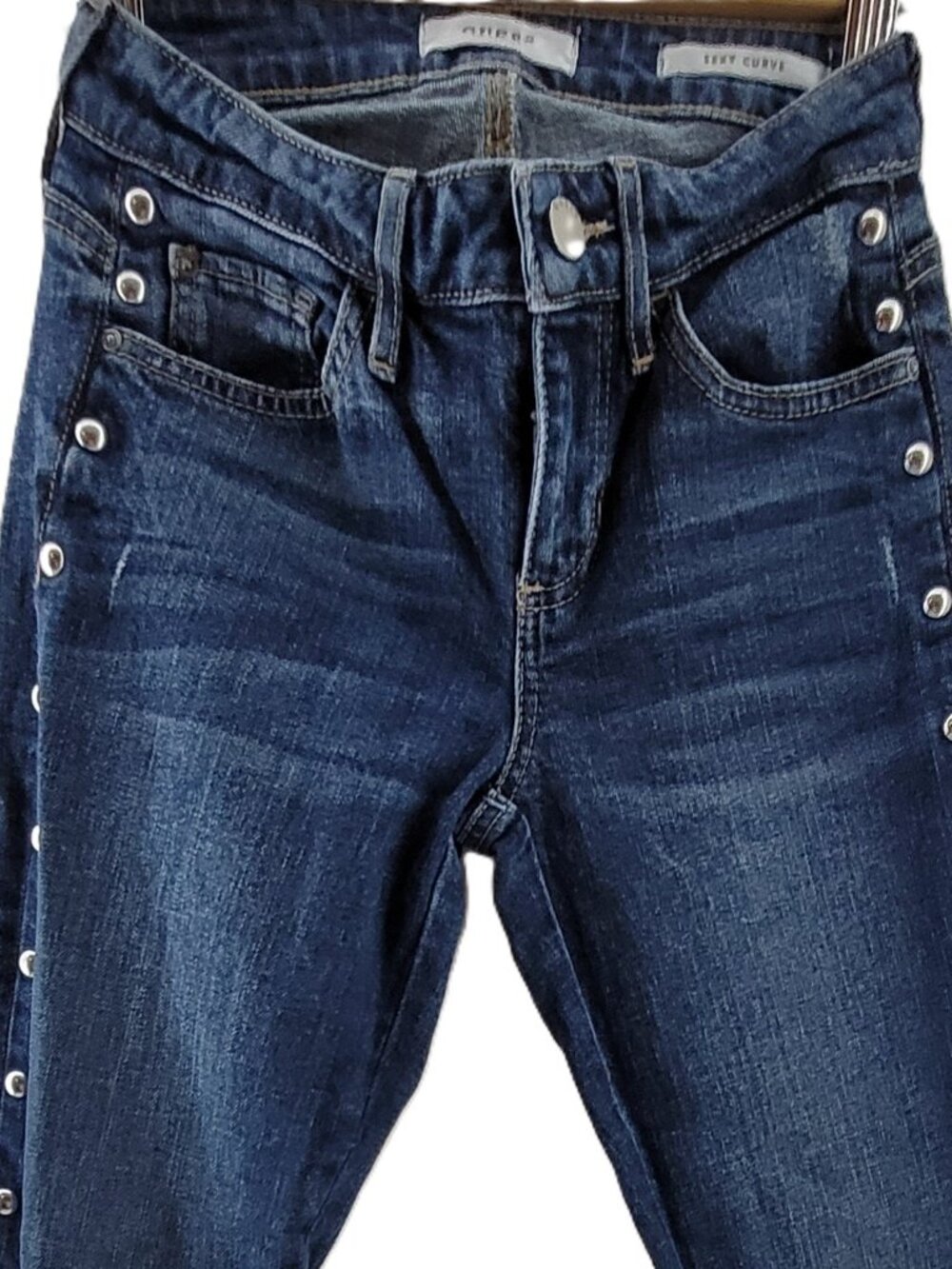 Guess Jeans Womens 24 Blue Denim Sexy Curve Skinny Stretch Studded Hardware Edgy - Picture 6 of 13
